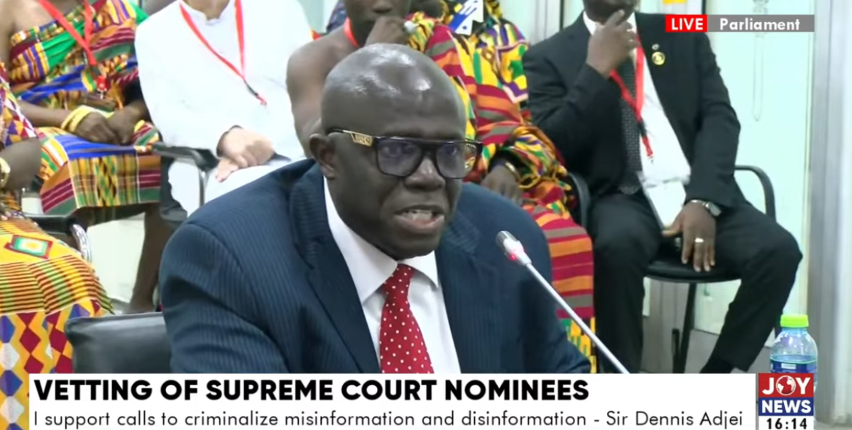 Sir Dennis Adjei Supports Criminalizing Online Falsehoods. | DISA
