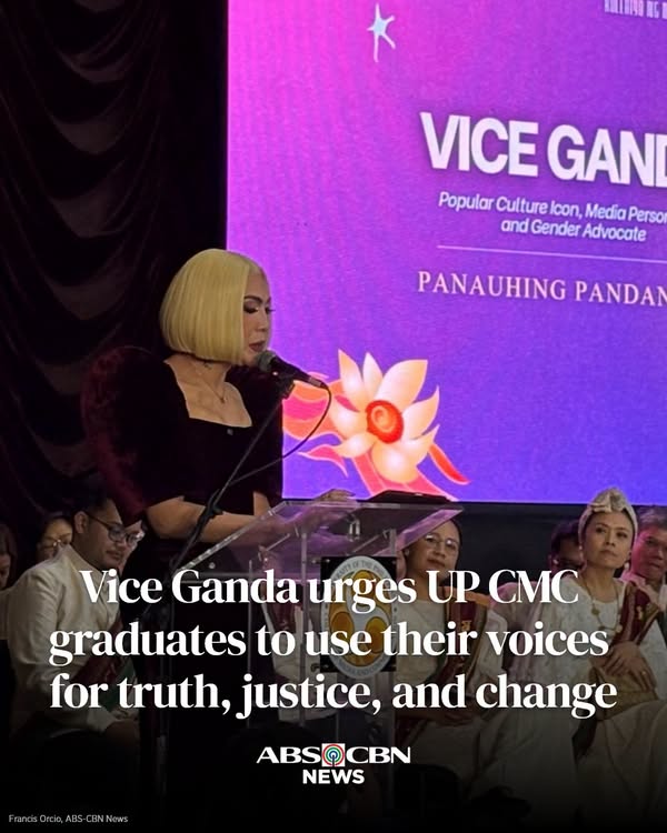 Here are a few options for a formal title, depending on your publication style:
Option 1 (Direct and Professional):
Vice Ganda Urges UP Diliman Graduates to Combat Misinformation, Corruption, and Injustice
Option 2 (More formal/Journalistic):
Vice Ganda Calls Upon UP Diliman Graduates to Utilize Education in the Fight Against Social Injustice
Option 3 (Concise):
Vice Ganda Challenges New UP Diliman Graduates to Advocate for Truth and Accountability
Note: You can append “Full details in the comments section” to the end of any of these if required.
