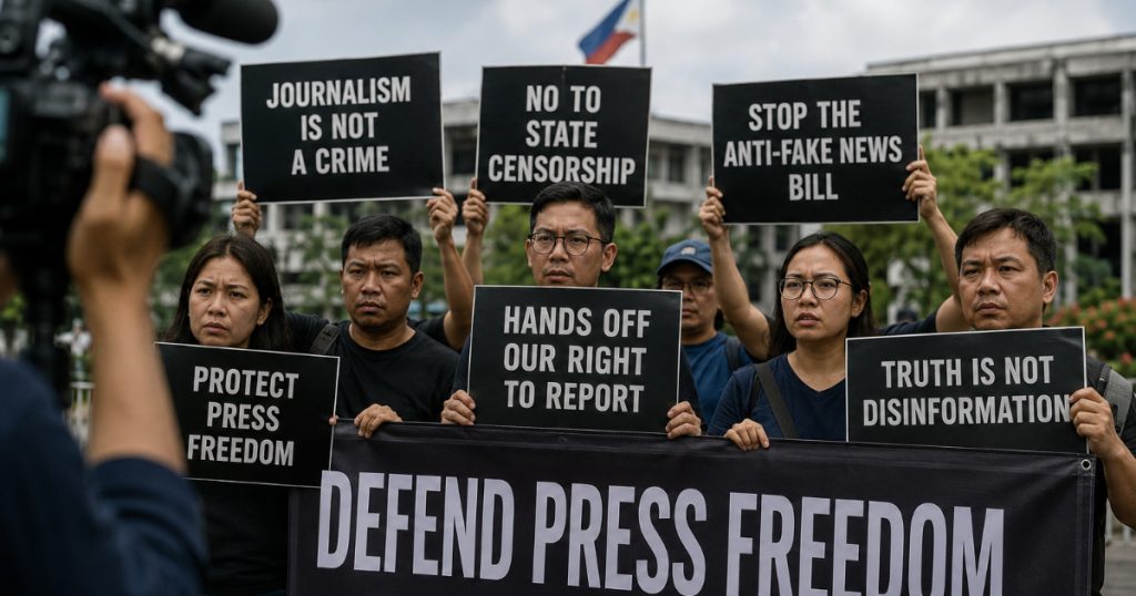 Here are a few options for a formal title, depending on the focus:
Option 1 (Most direct):
“Philippine Journalists Express Opposition to Proposed Anti-Fake News Legislation”
Option 2 (More concise):
“Philippine Media Organizations Oppose Anti-Fake News Bill”
Option 3 (Emphasis on press freedom):
“Philippine Journalists Voice Concerns Over Proposed Anti-Fake News Measure”